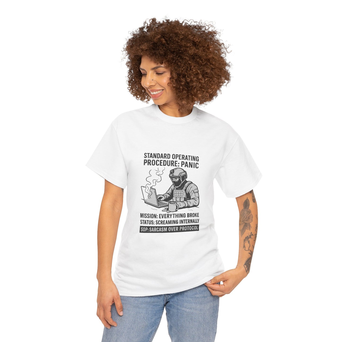Funny Unisex Heavy Cotton Tee - SOP: Panic