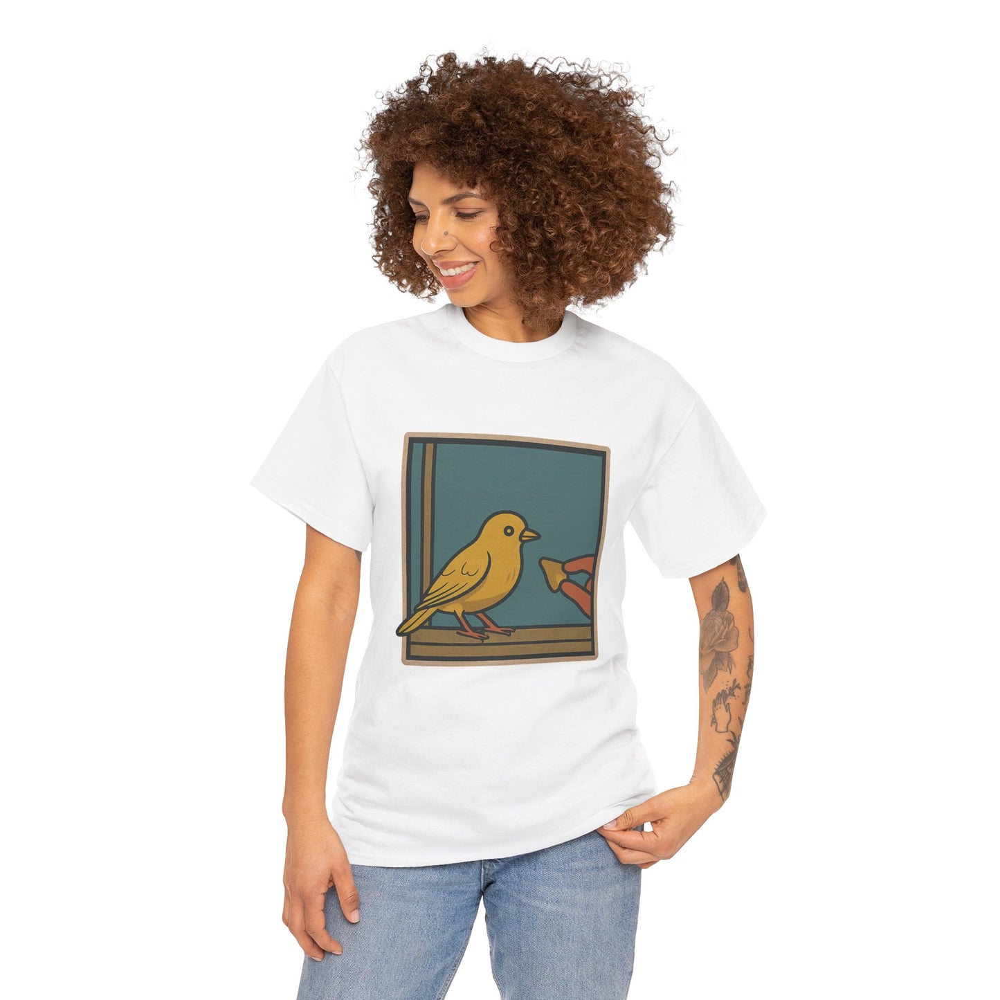 Yellow Birdie 100% Cotton Tee - Vibrant Bird Design for Nature Lovers LOL You know what happens.